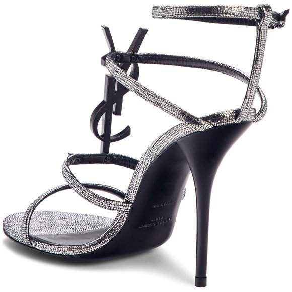 Cassandra 110 Metallic Leather YSL Logo Sandals - Picture 8 of 12
